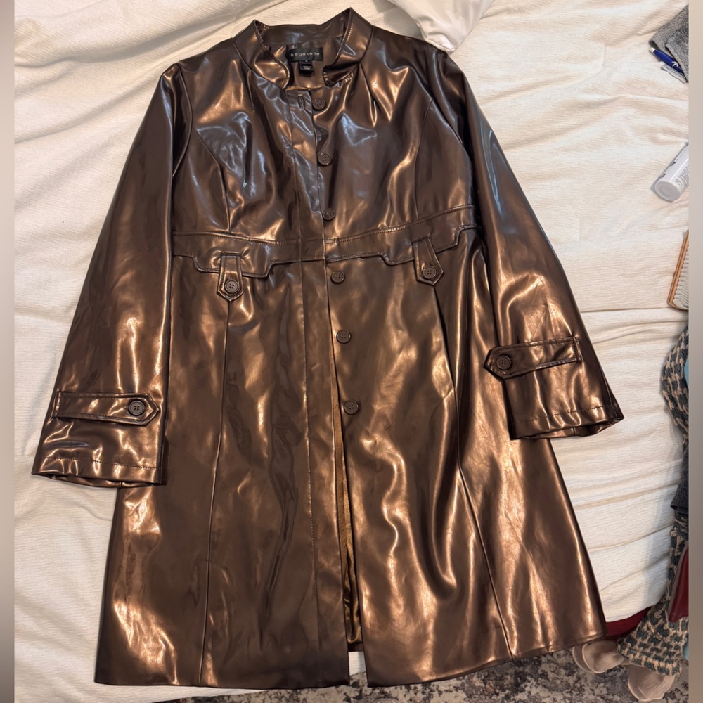 Bagatelle Shiny Brown Trench Coat